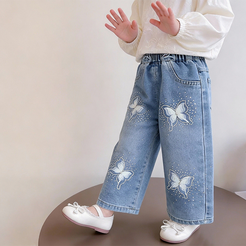 Girls' Jeans Straight Wide-Leg - Furniture Leg Set 评论和价格