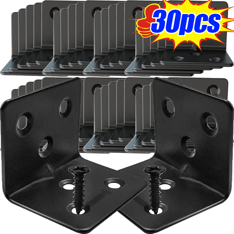 10/30pcs Black L-shaped Right  - Furniture Hardware Black 评论和价格