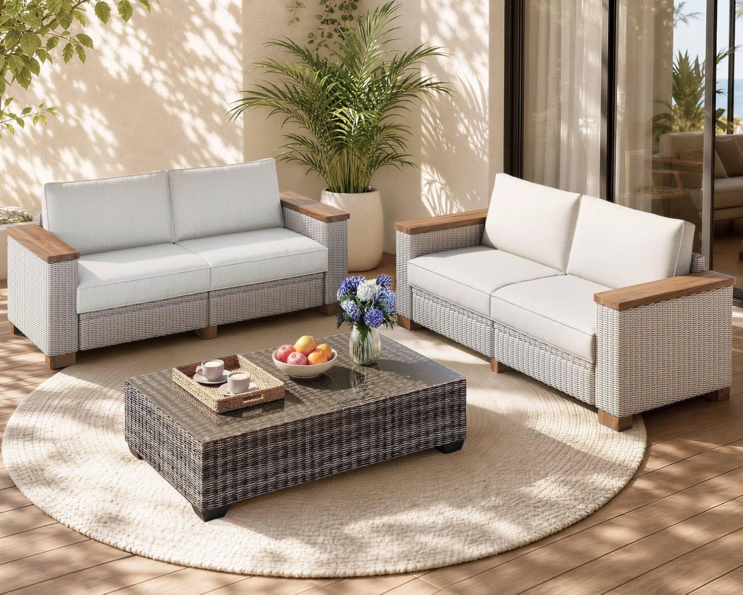 4-Piece Wicker Patio Furniture - Furniture Leg Set 评论和价格