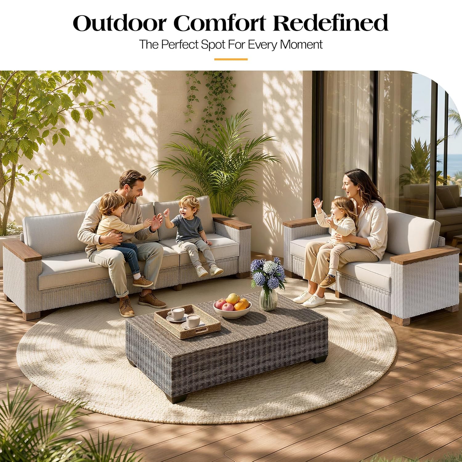 4-Piece Wicker Patio Furniture - Furniture Leg Set 评论和价格