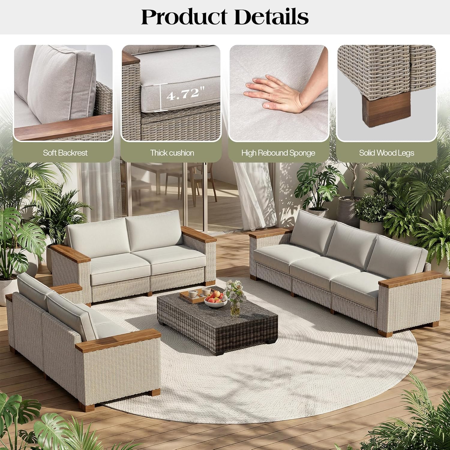4-Piece Wicker Patio Furniture - Furniture Leg Set 评论和价格