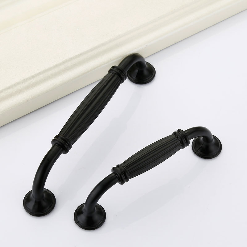 Black Aluminium Alloy Door Han - Furniture Hardware Black 评论和价格