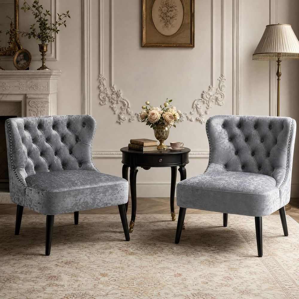 Upholstered Velvet Wingback Ac - Furniture Leg Set 评论和价格