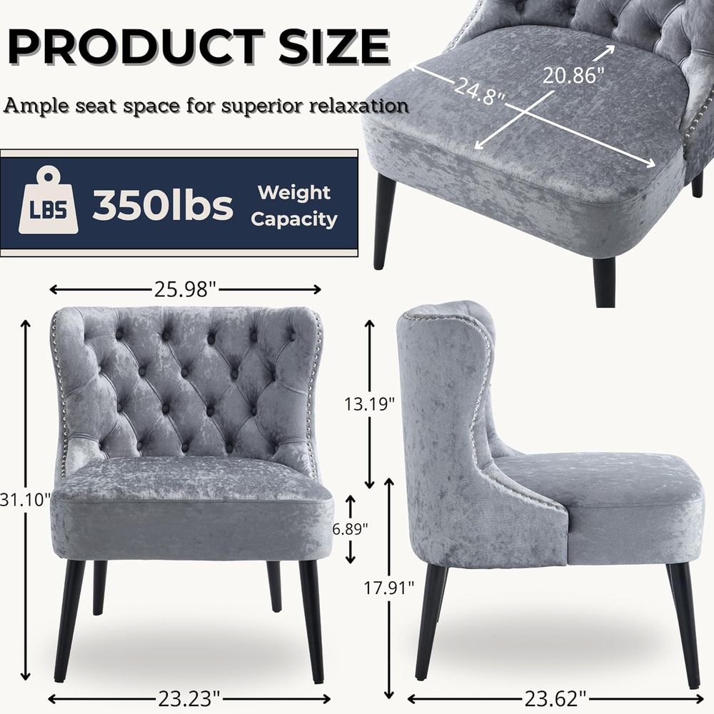 Upholstered Velvet Wingback Ac - Furniture Leg Set 评论和价格